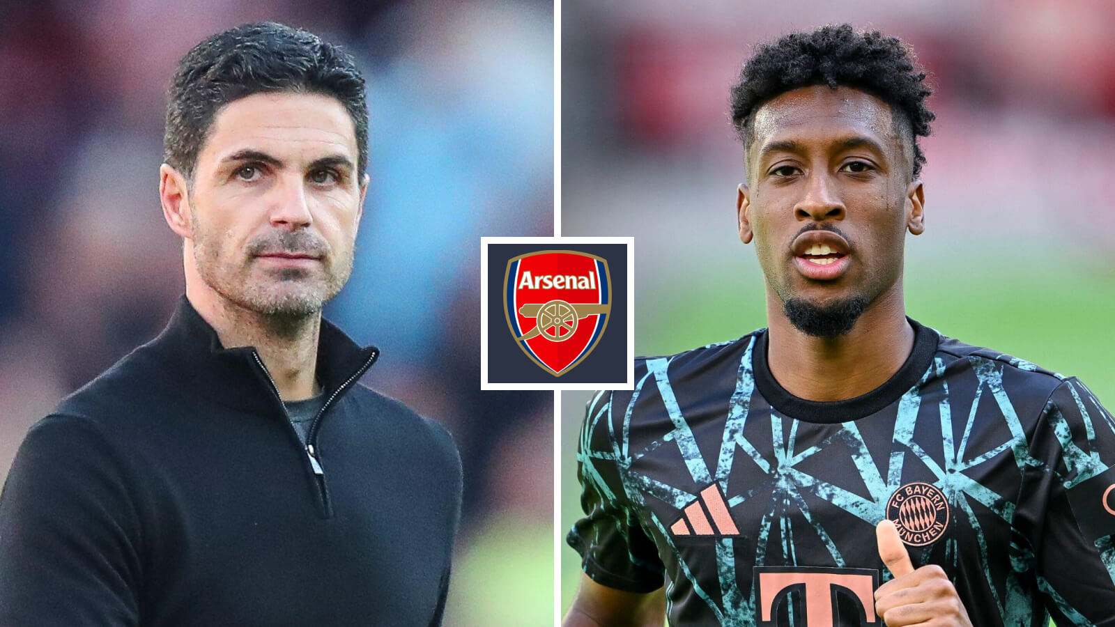 Mikel Arteta and Kingsley Coman, Arsenal