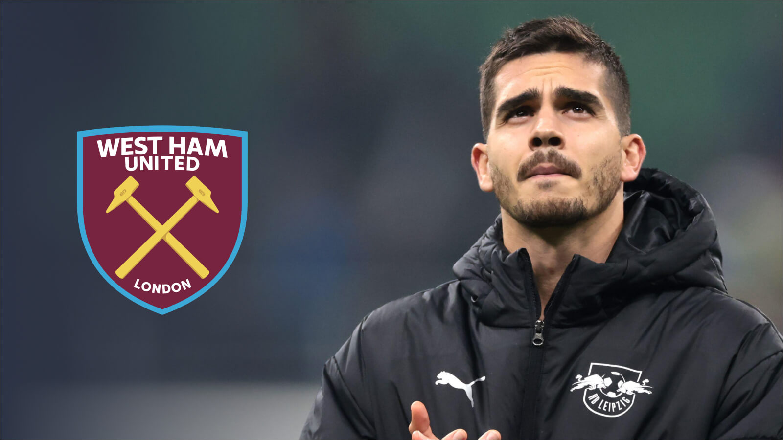 Andre Silva with West Ham badge