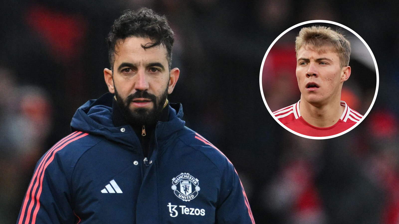 Man Utd manager Ruben Amorim, striker Rasmus Hojlund