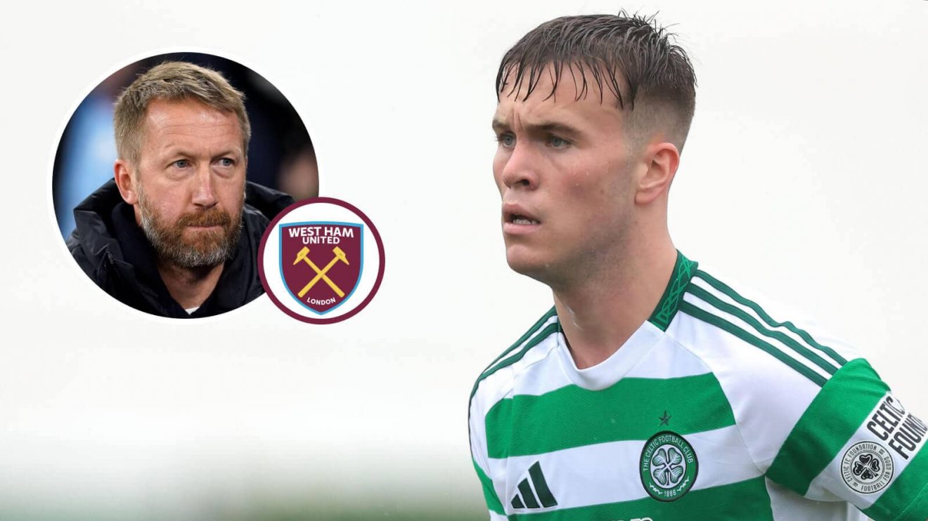 Daniel Cumming of Celtic is wanted by West Ham manager Graham Potter, inset