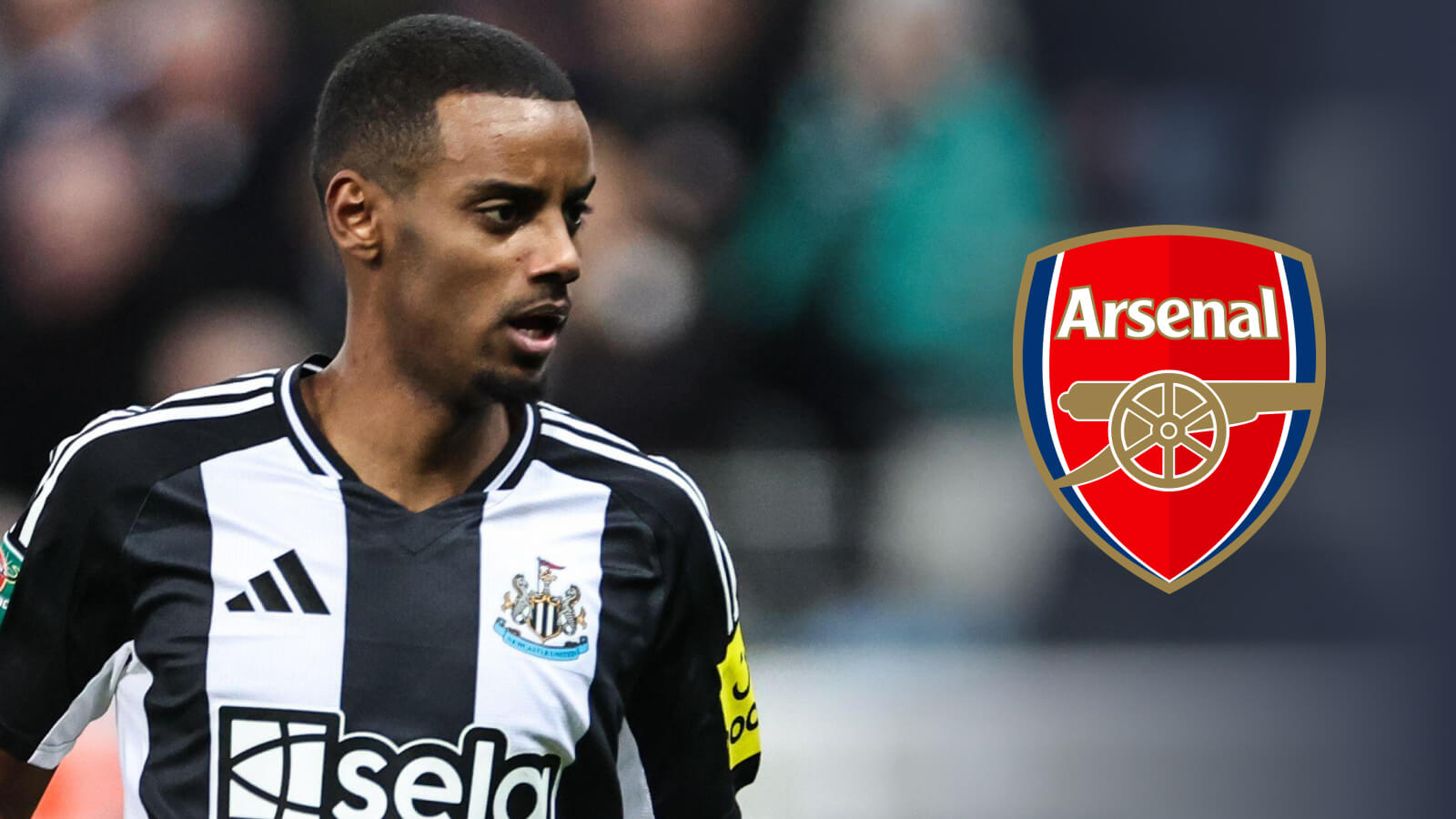 Newcastle striker Alexander Isak, Arsenal badge
