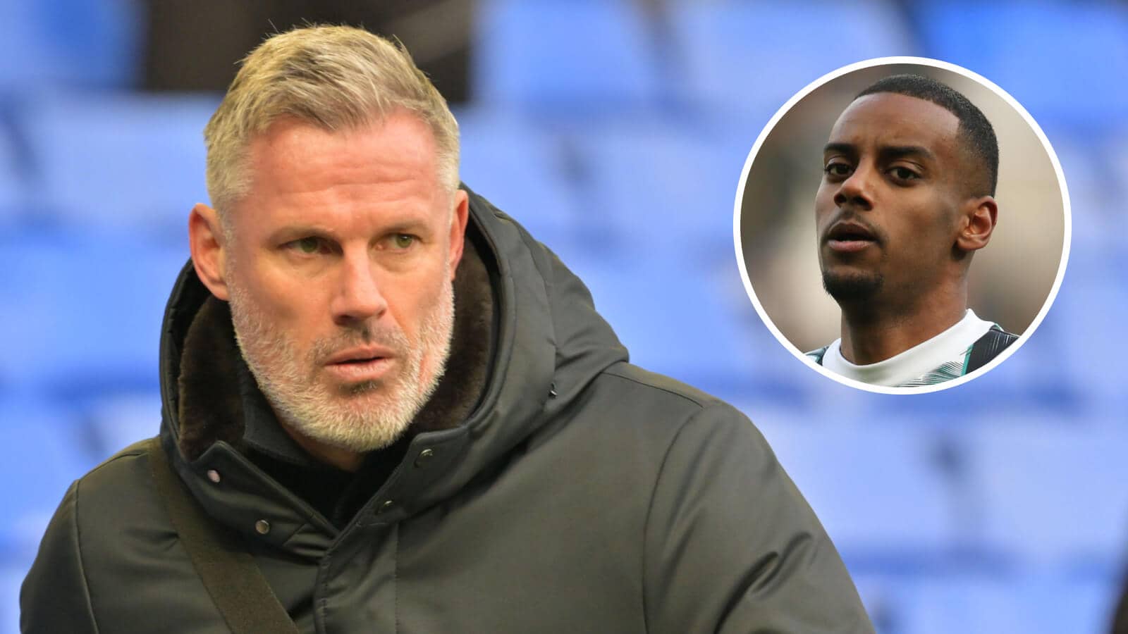 Jamie Carragher and, inset, Newcastle striker Alexander Isak