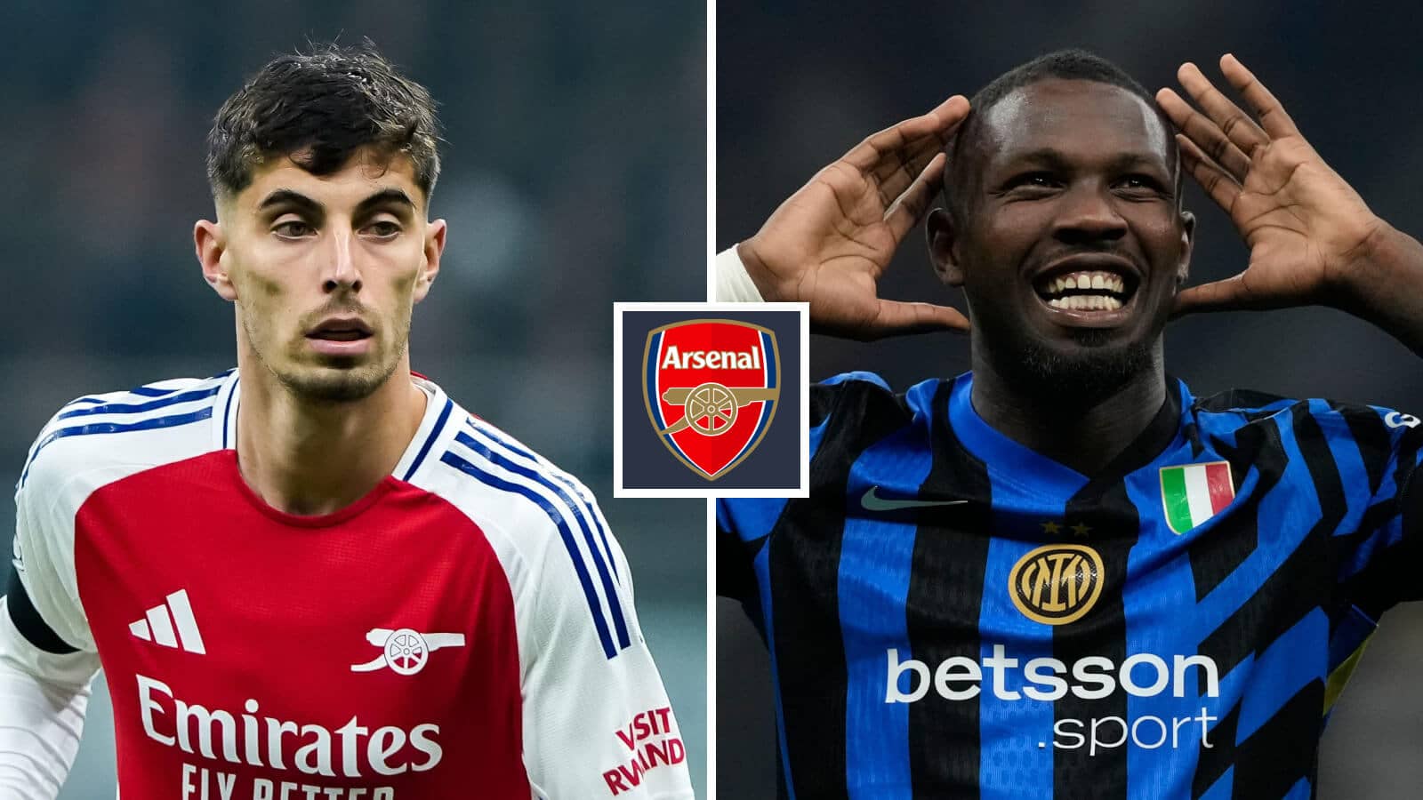 Arsenal striker Kai Havertz and Marcus Thuram of Inter Milan