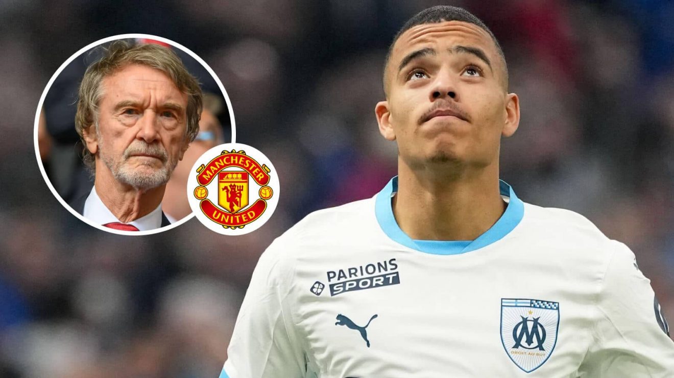 Marseille forward Mason Greenwood and Man Utd co-owner Sir Jim Ratcliffe, inset