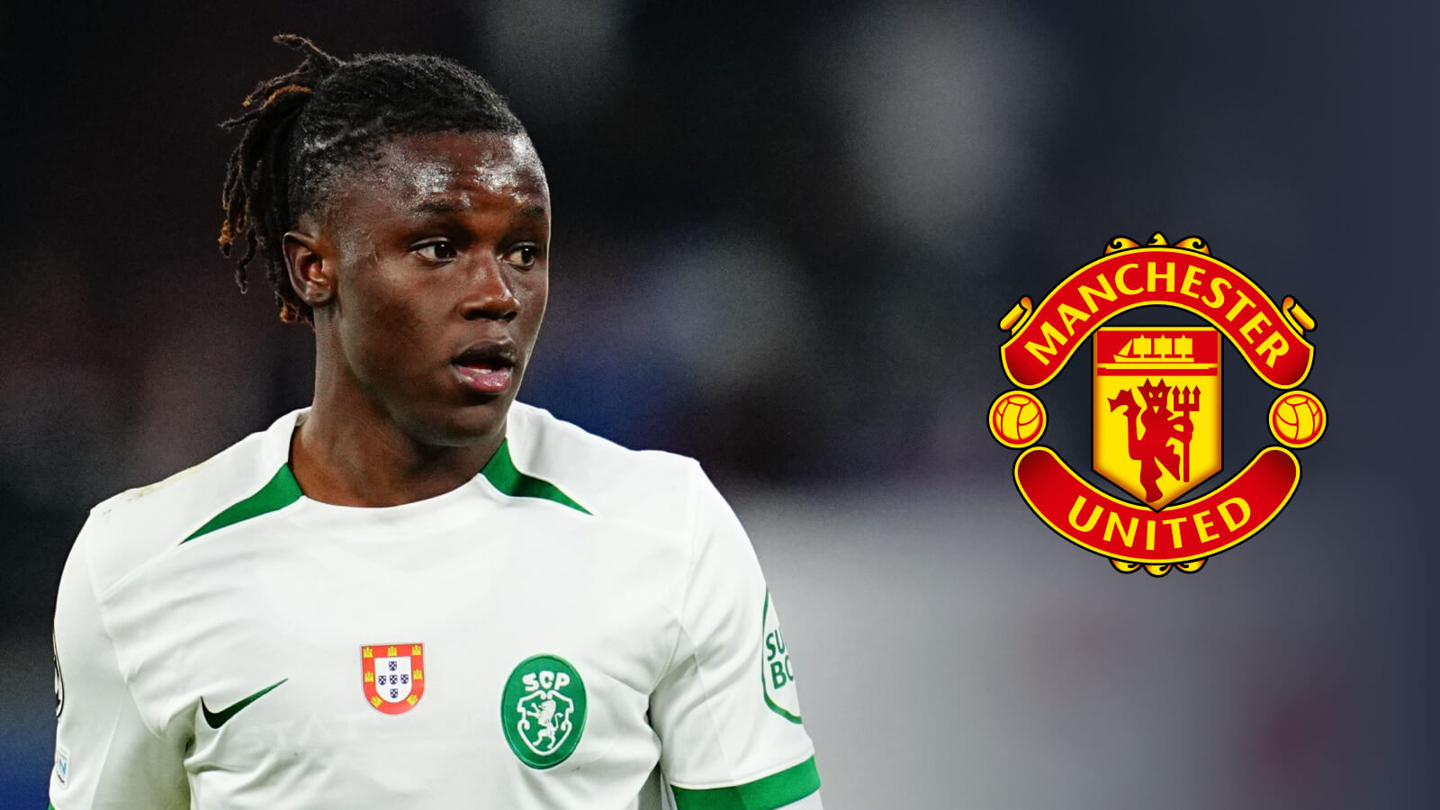 Sporting CP star Geovany Quenda, Man Utd badge