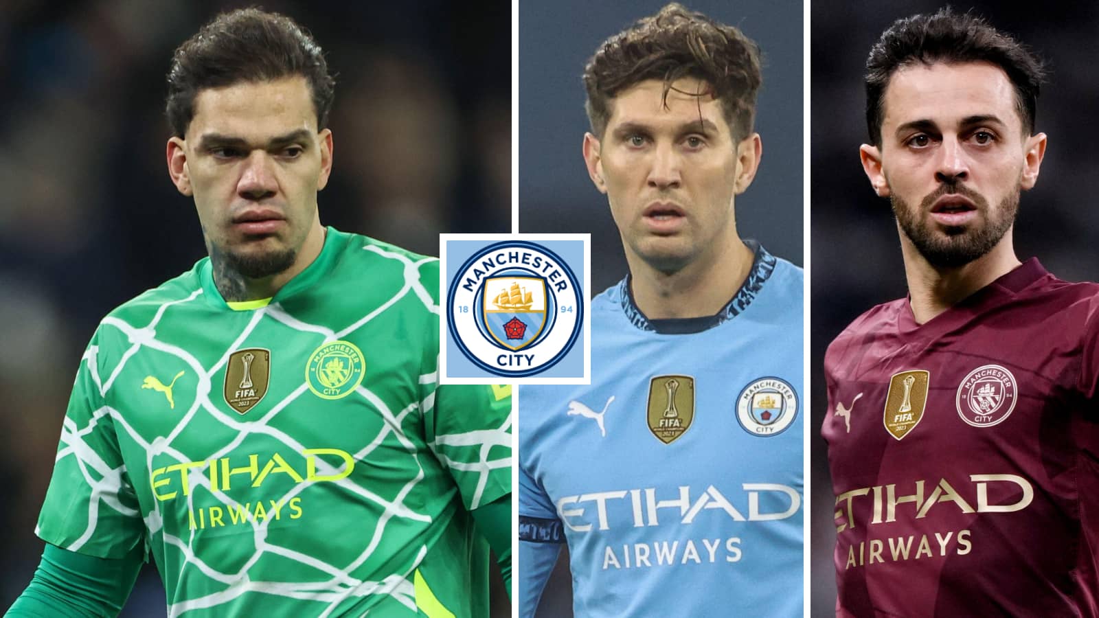 Ederson, John Stones and Bernardo Silva