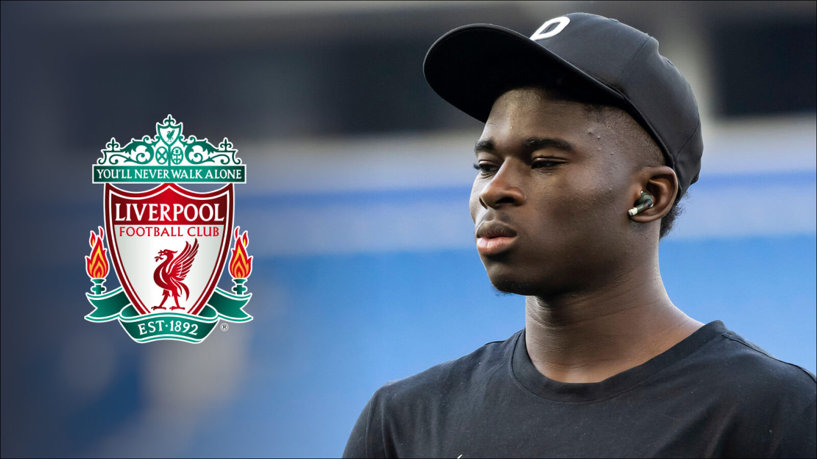 Brighton midfielder Carlos Baleba, Liverpool badge
