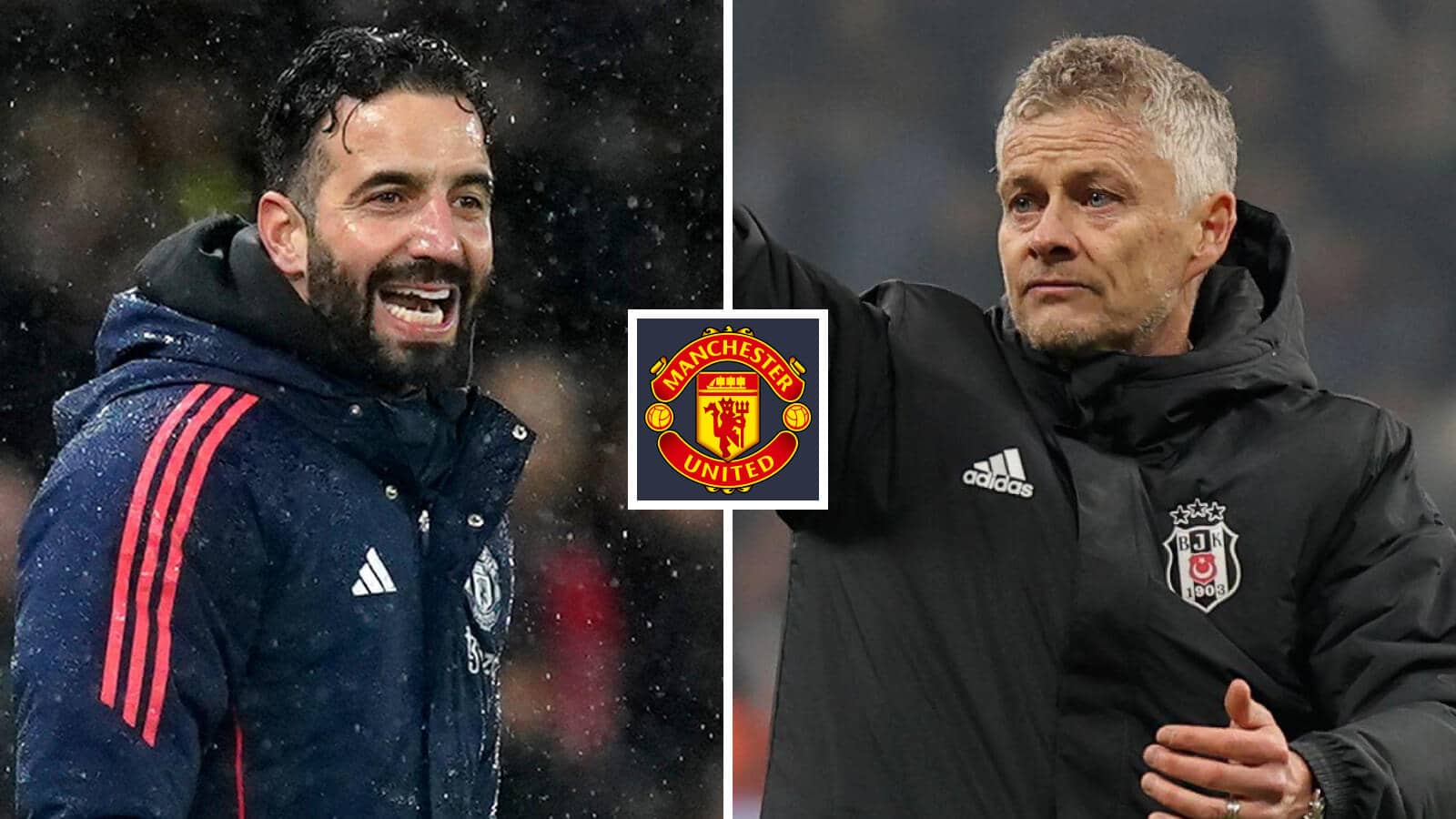 Manchester United boss Ruben Amorim and predecessor Ole Gunnar Solskjaer