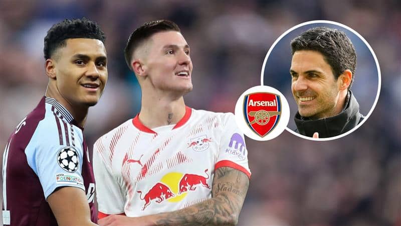 Benjamin Sesko, Ollie Watkins and Mikel Arteta - copyright TEAMtalk