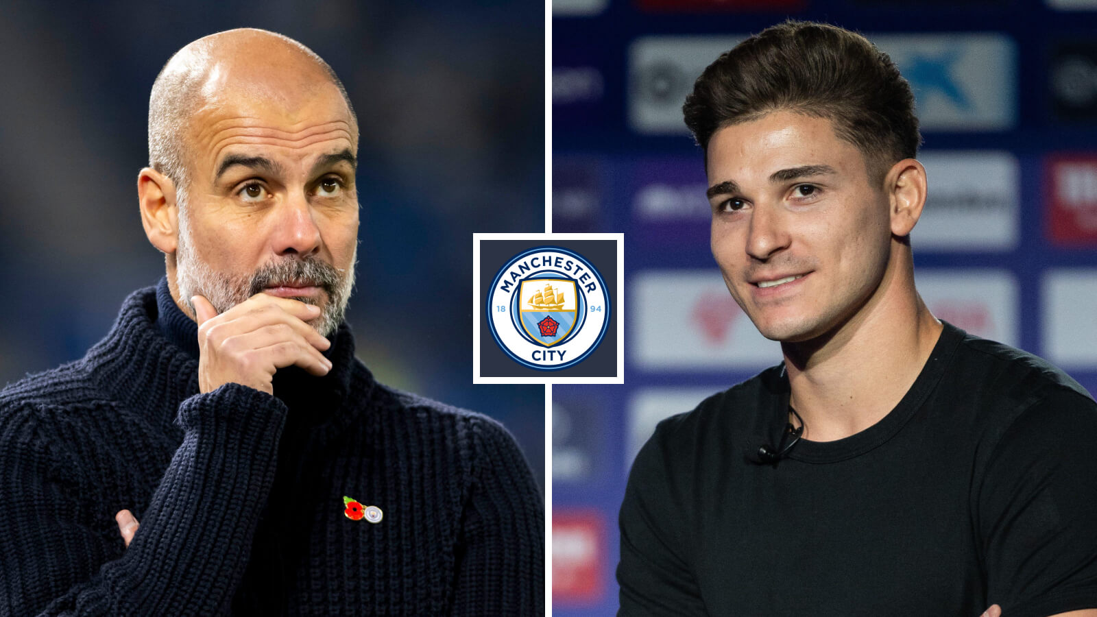 Pep Guardiola and Julian Alvarez Man City
