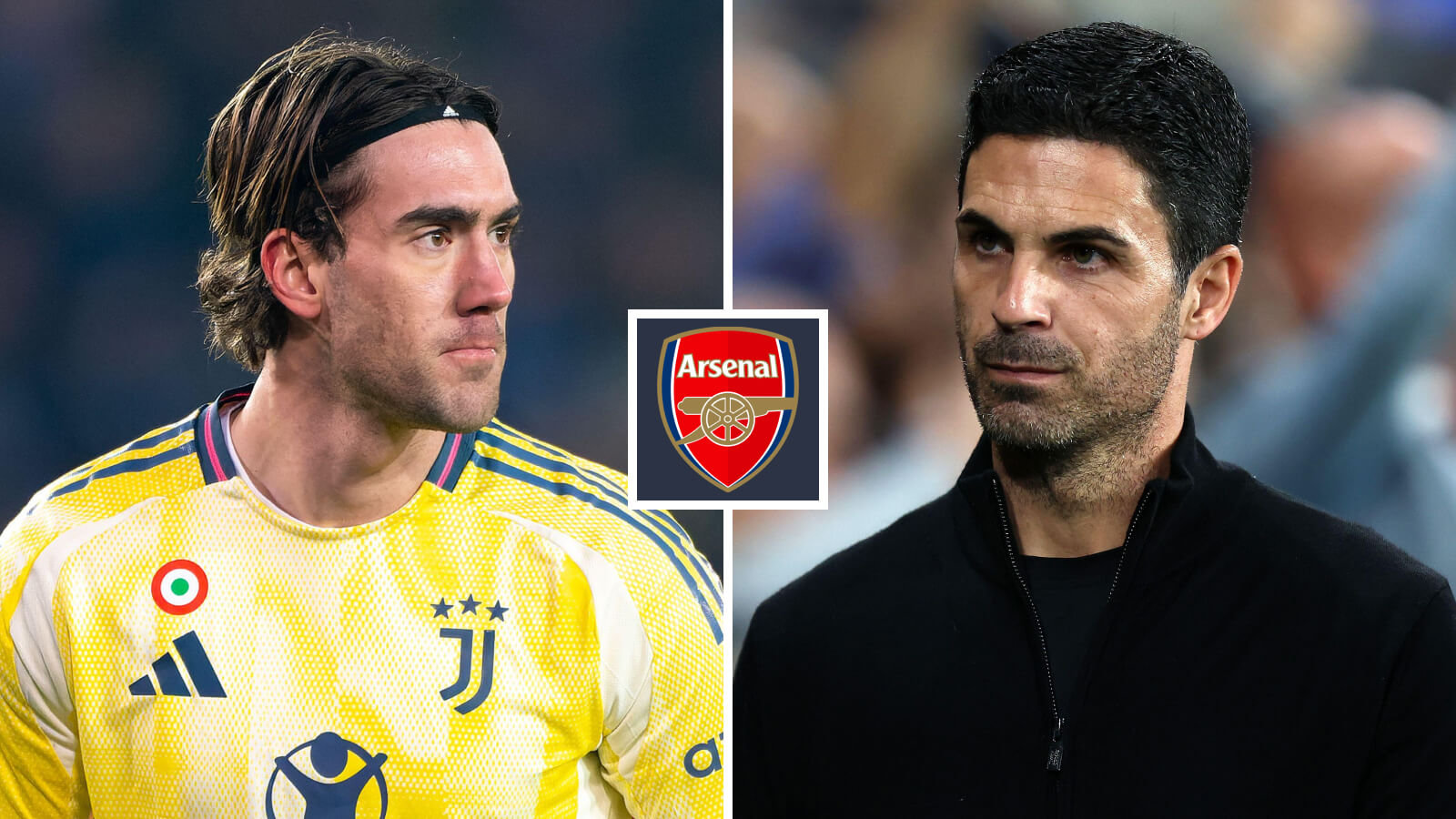 Arsenal target Dusan Vlahovic and Mikel Arteta