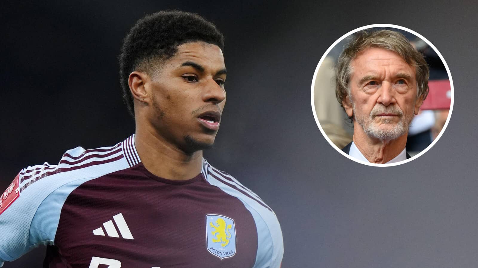 Aston Villa loanee Marcus Rashford and, inset, Man Utd co-owner Sir Jim Ratcliffe