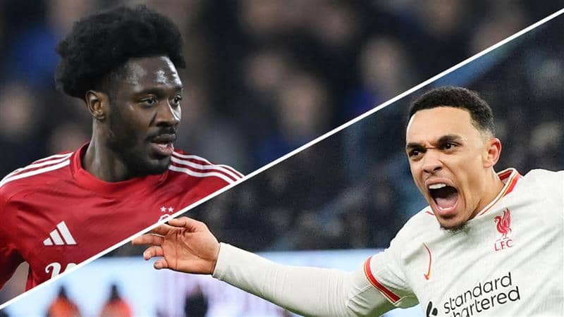 Split image of Ola Aina and Trent Alexander-Arnold - copyright TEAMtalk