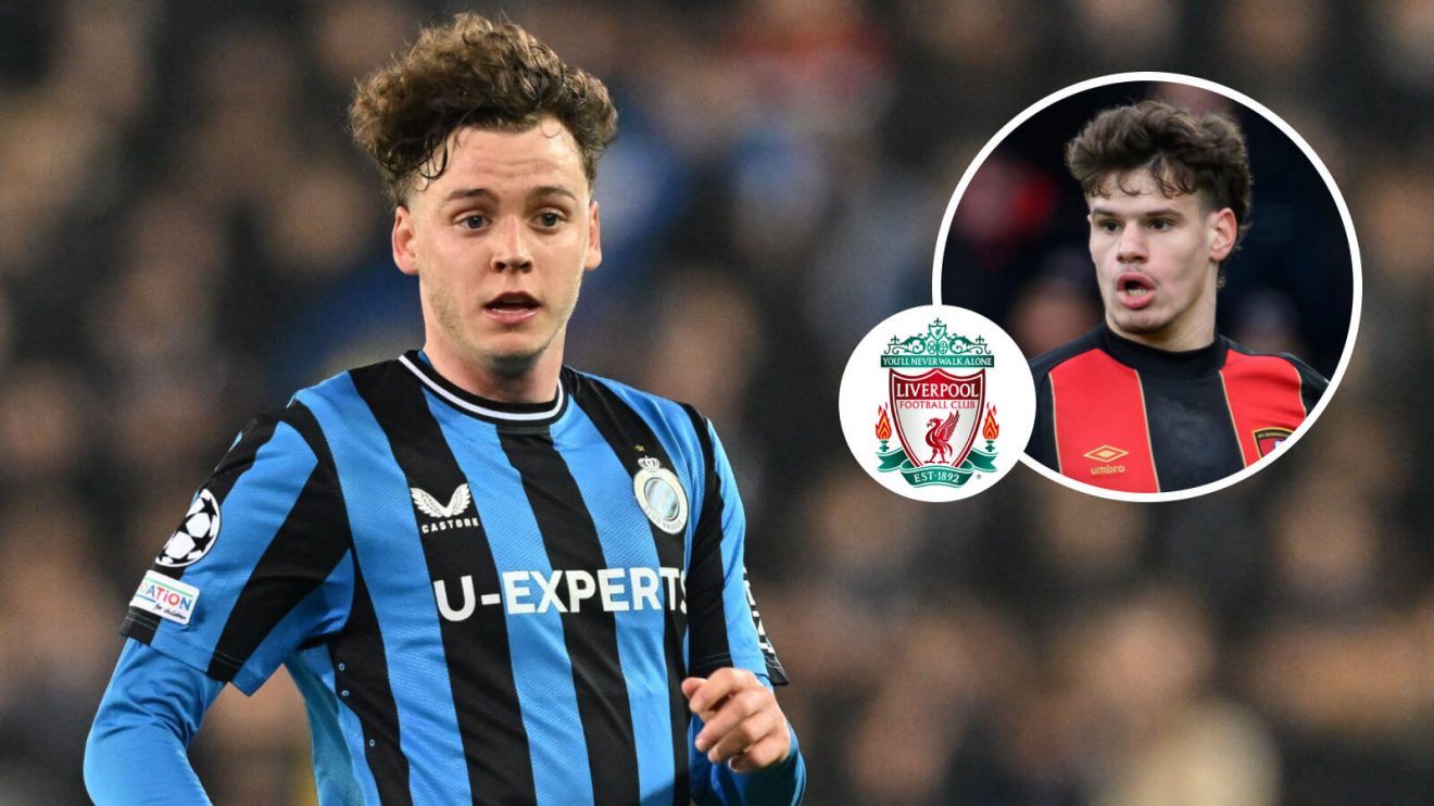 Club Brugge left-back Maxim De Cuyper, Bournemouth left-back Milos Kerkez