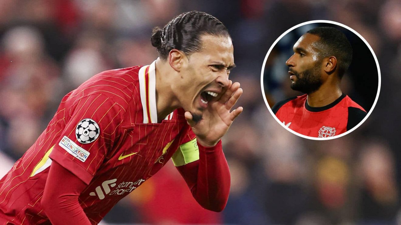Liverpool defender Virgil van Dijk and, inset, Bayer Leverkusen defender Jonathan Tah