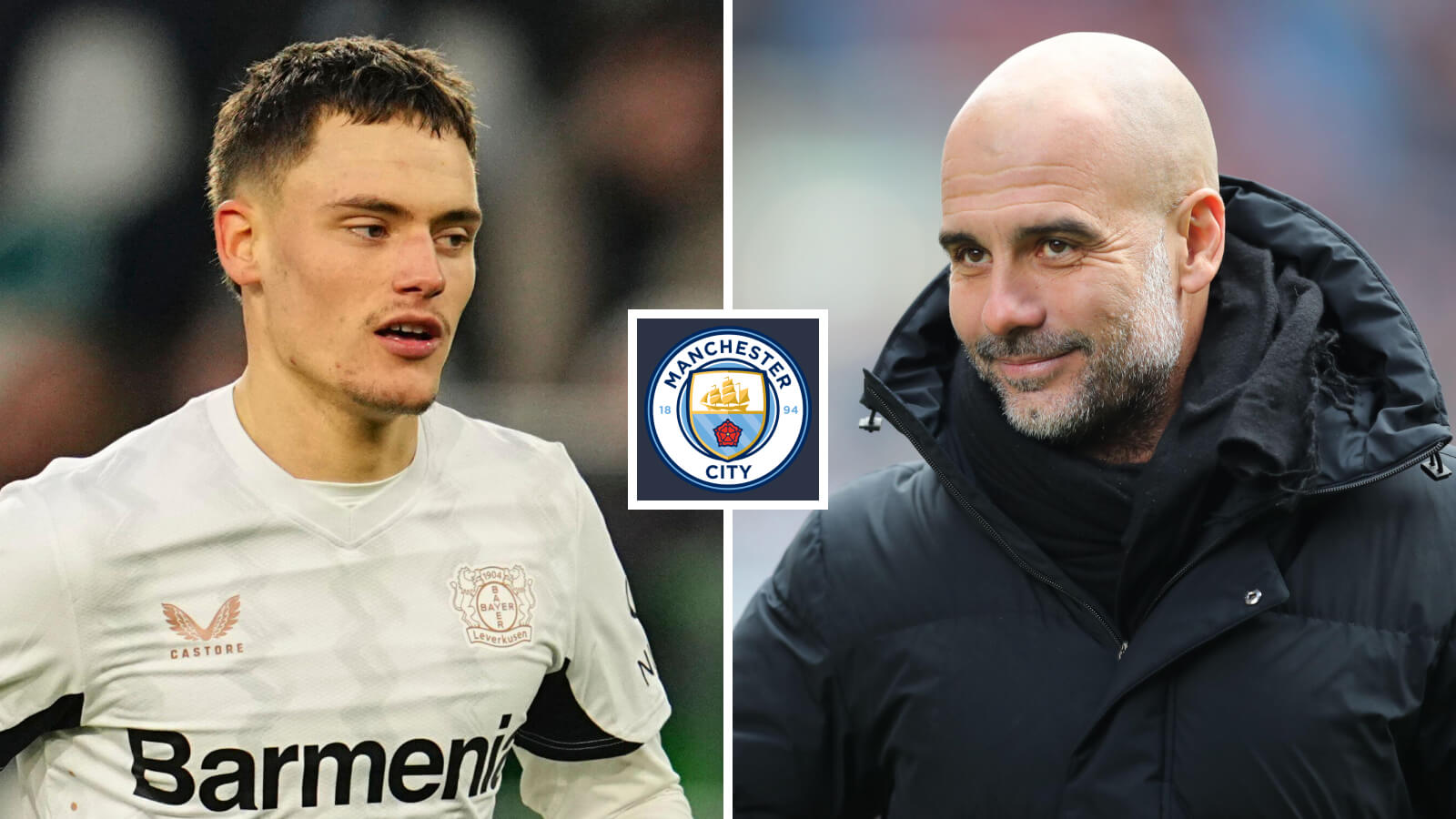 Florian Wirtz and Pep Guardiola, Man City