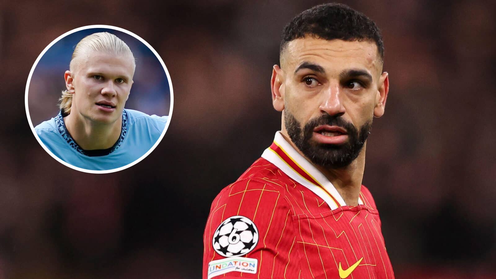 Liverpool star Mo Salah and, inset, Man City striker Erling Haaland