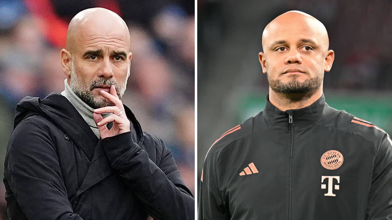 Man City manager Pep Guardiola and Bayern Munich boss Vincent Kompany