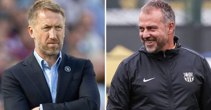 West Ham manager Graham Potter and Barcelona boss Hansi Flick