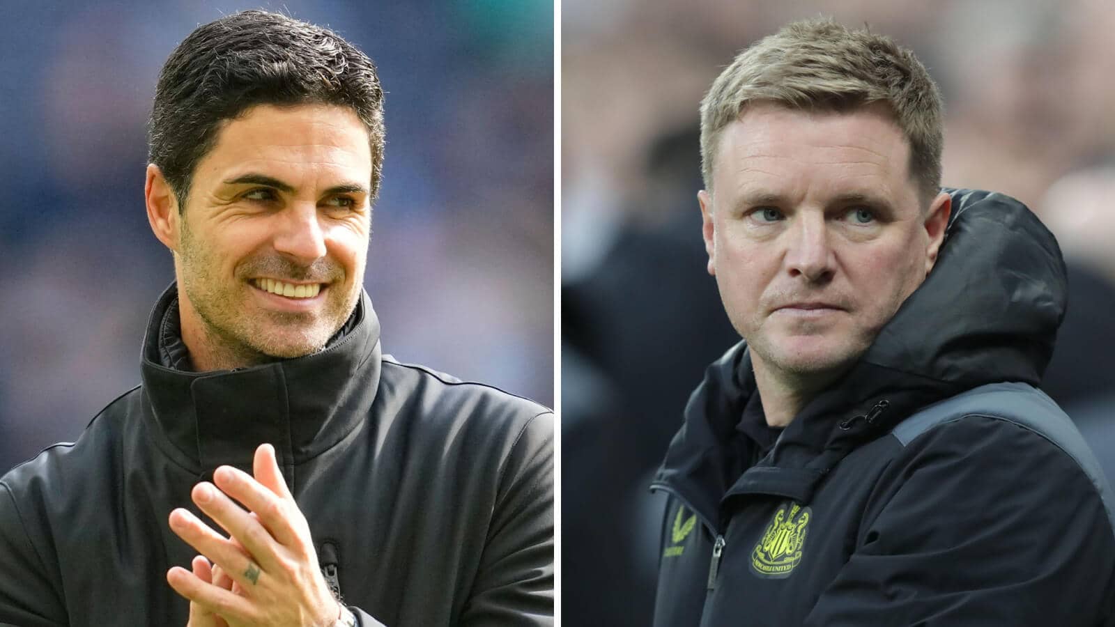 Arsenal manager Mikel Arteta and Newcastle boss Eddie Howe