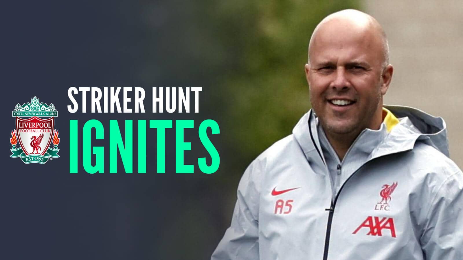 Liverpool manager Arne Slot with caption: Striker hunt ignites