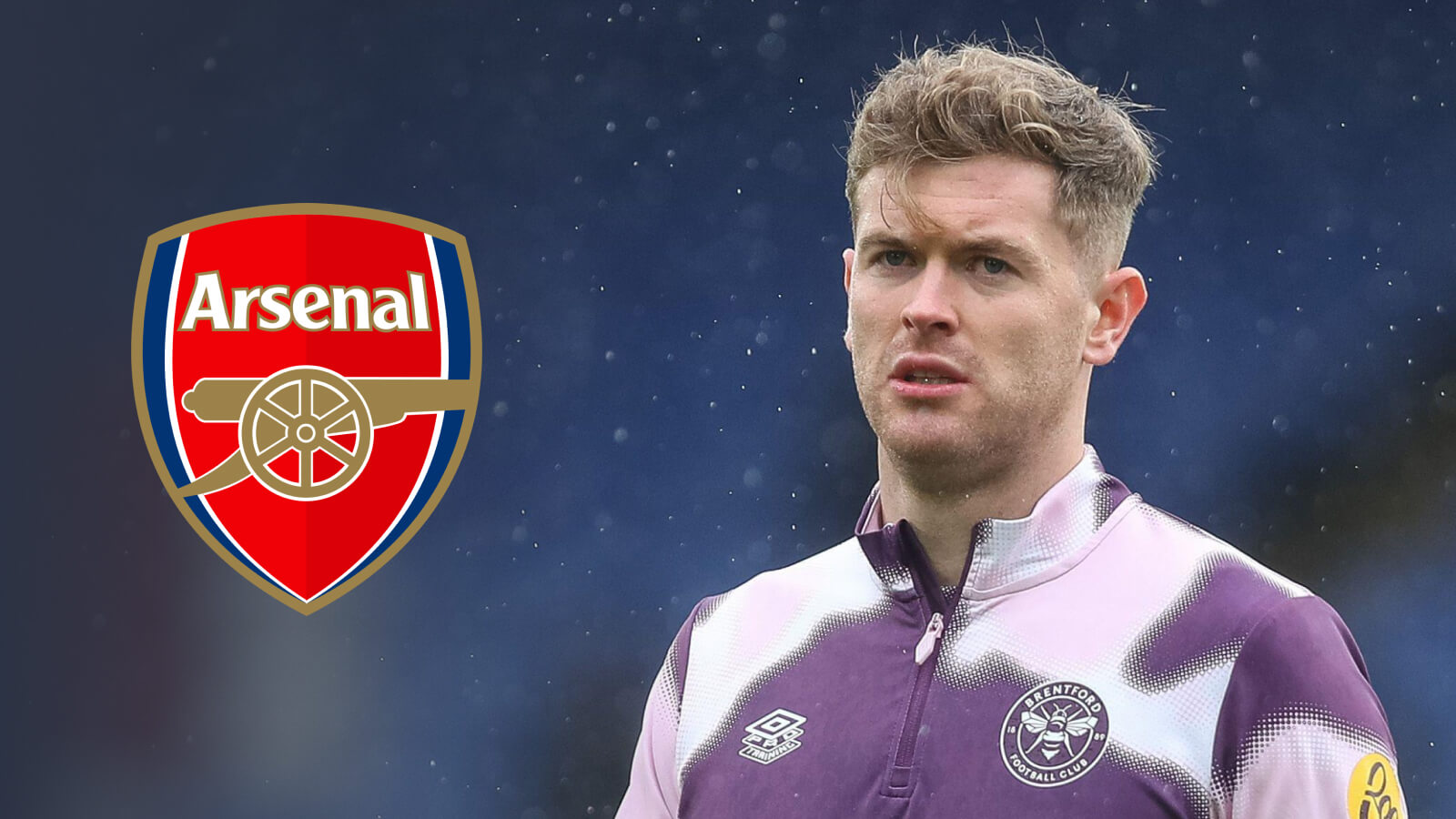 Brentford centre-back Nathan Collins, Arsenal badge