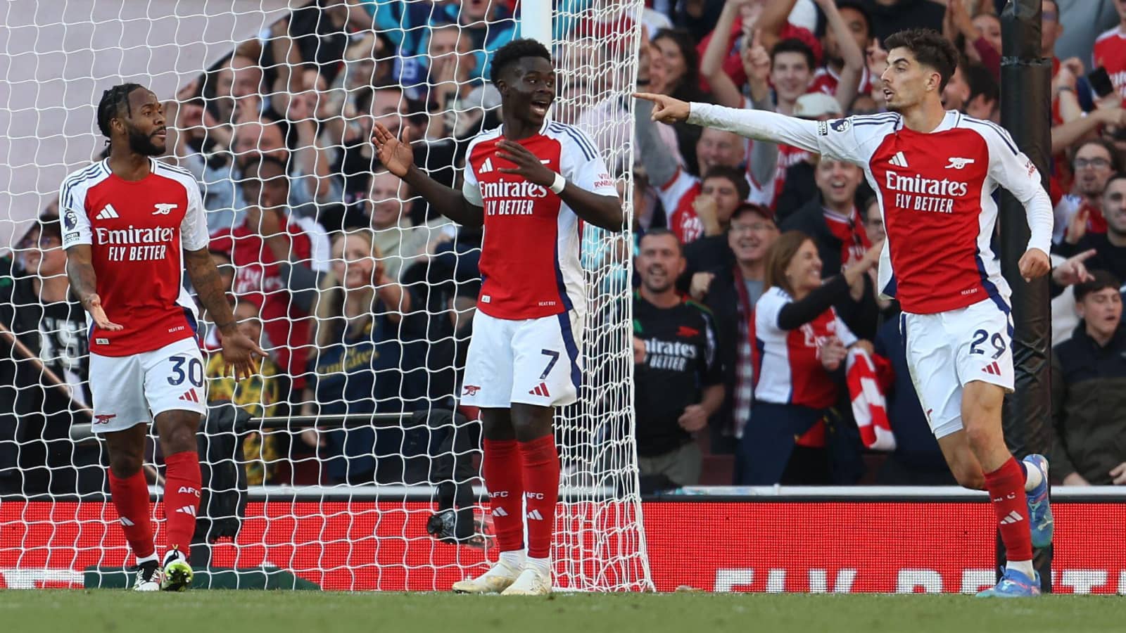 Arsenal stars Raheem Sterling, Bukayo Saka and Kai Havertz