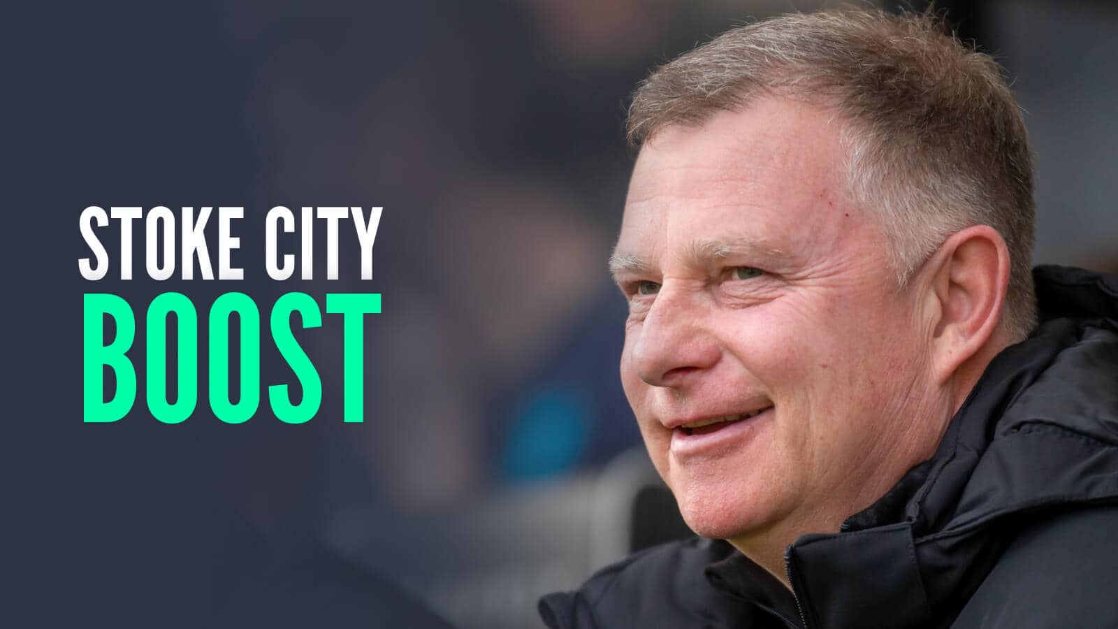 Manager Mark Robins with caption: Stoke City boost