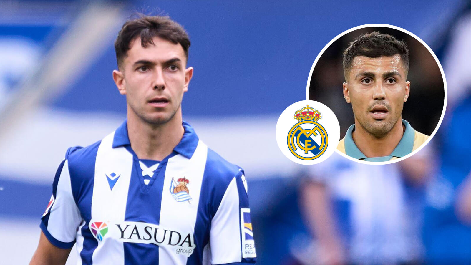 Real Sociedad midfielder Martin Zubimendi and Man City midfielder Rodri
