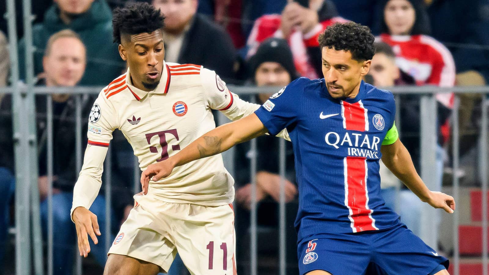 Bayern Munich winger Kingsley Coman and PSG centre-back Marquinhos