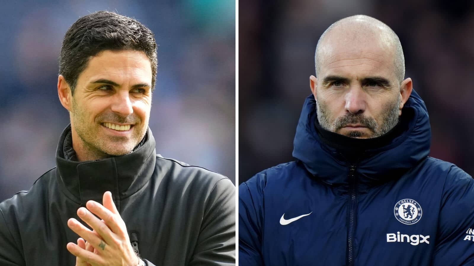 Arsenal manager Mikel Arteta and Chelsea boss Enzo Maresca