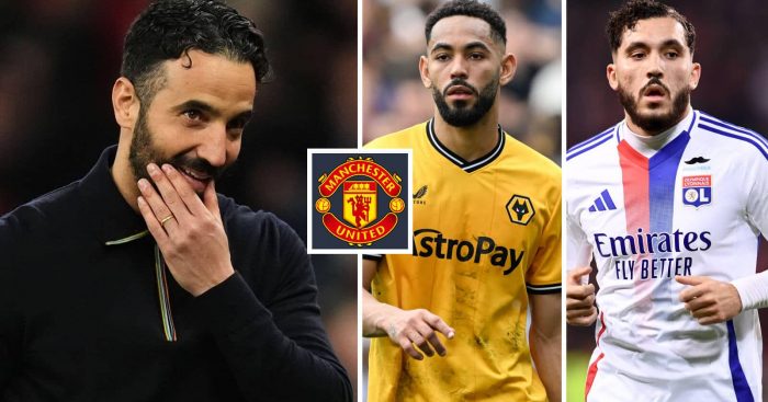 Man Utd boss Ruben Amorim, Wolves forward Matheus Cunha and Rayan Cherki of Lyon