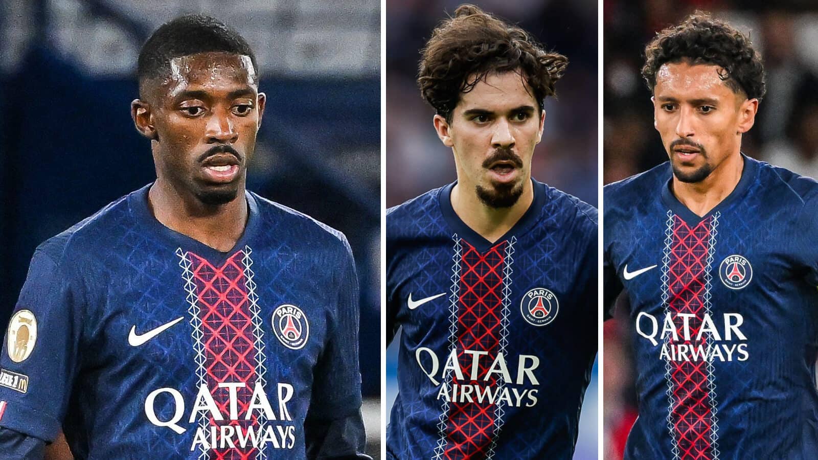 Ousmane Dembele, Vitinha and Marquinhos at PSG