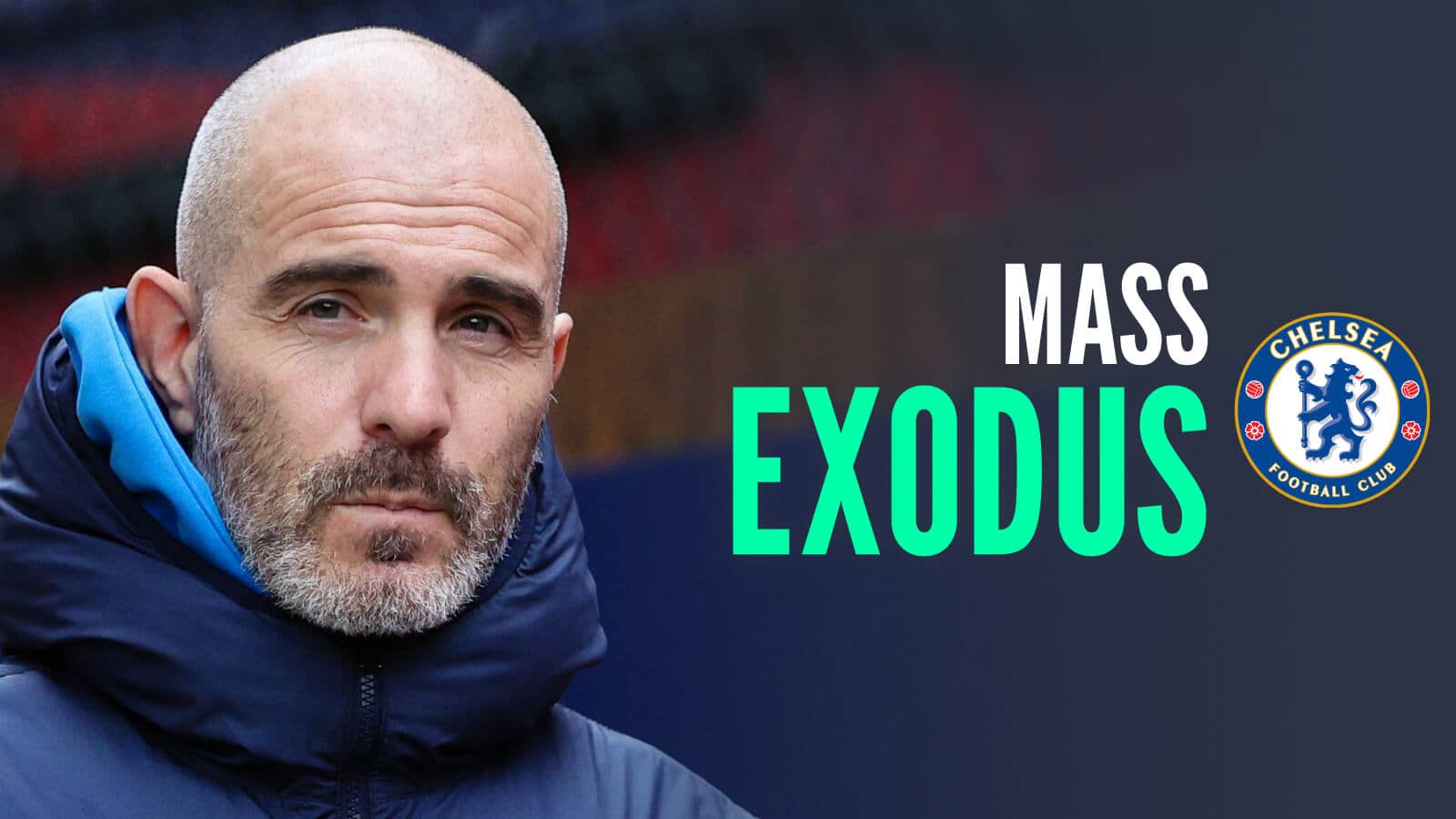 Chelsea manager Enzo Maresca with caption: Mass exodus