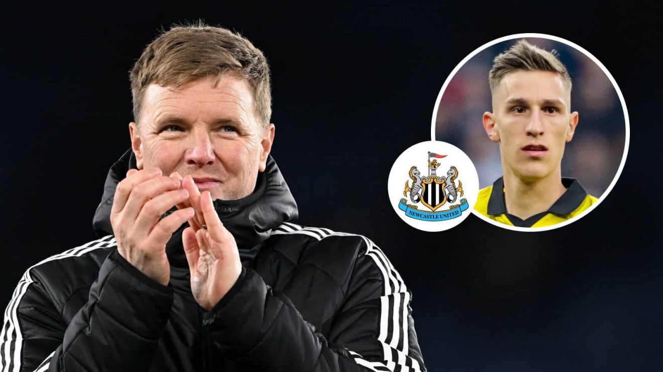 Newcastle manager Eddie Howe alongside Borussia Dortmund star Nico Schlotterbeck