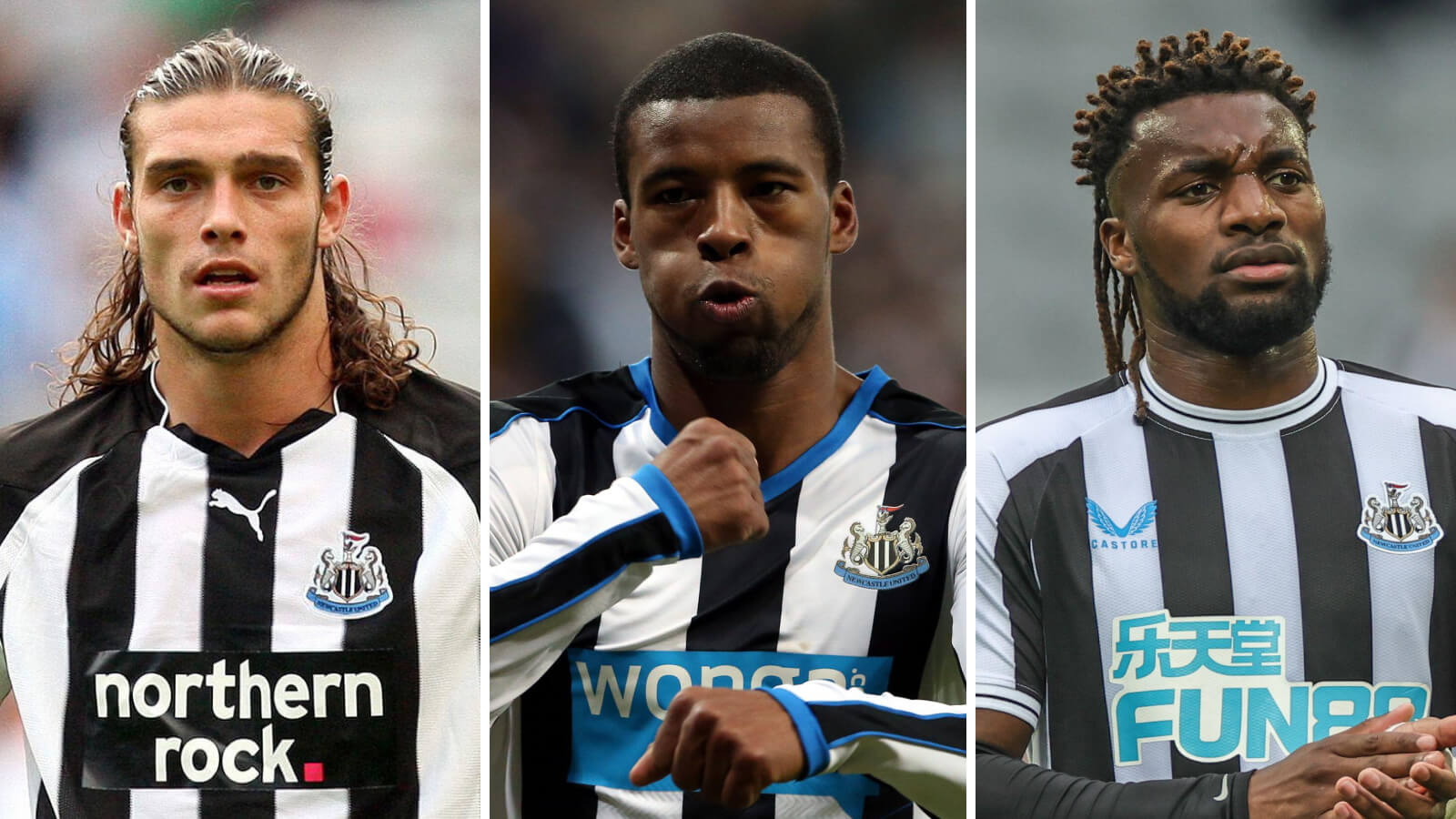Allan Saint-Maximin, Georginio Wijnaldum and Andy Carroll in Newcastle United colours