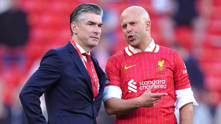 Liverpool sporting director Richard Hughes and manager Arne Slot - copyright TEAMtalk