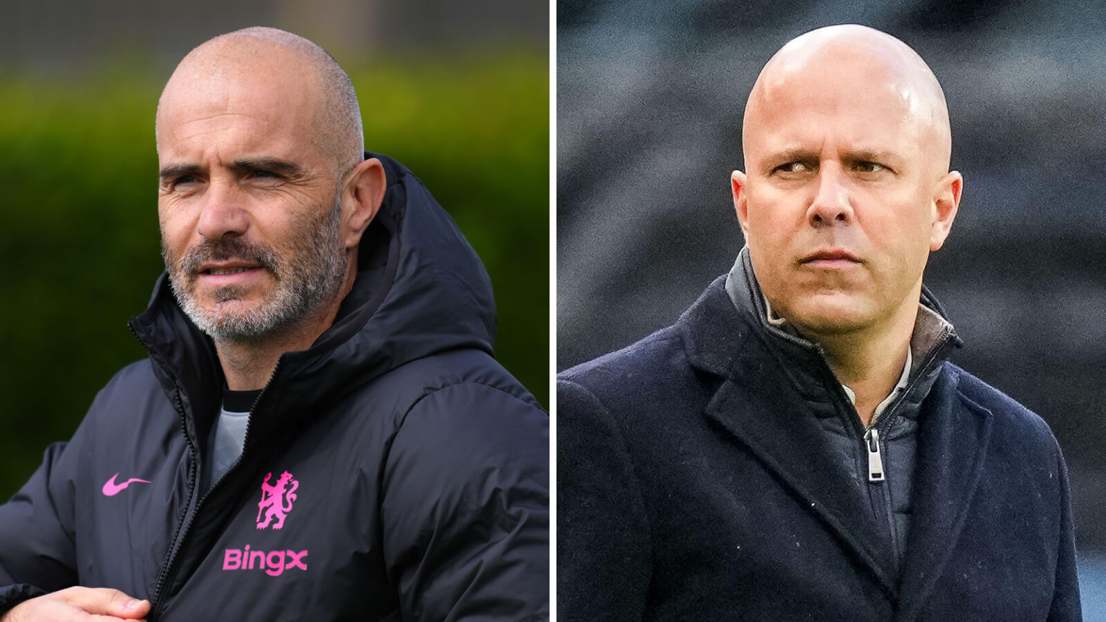 Chelsea manager Enzo Maresca and Liverpool boss Arne Slot