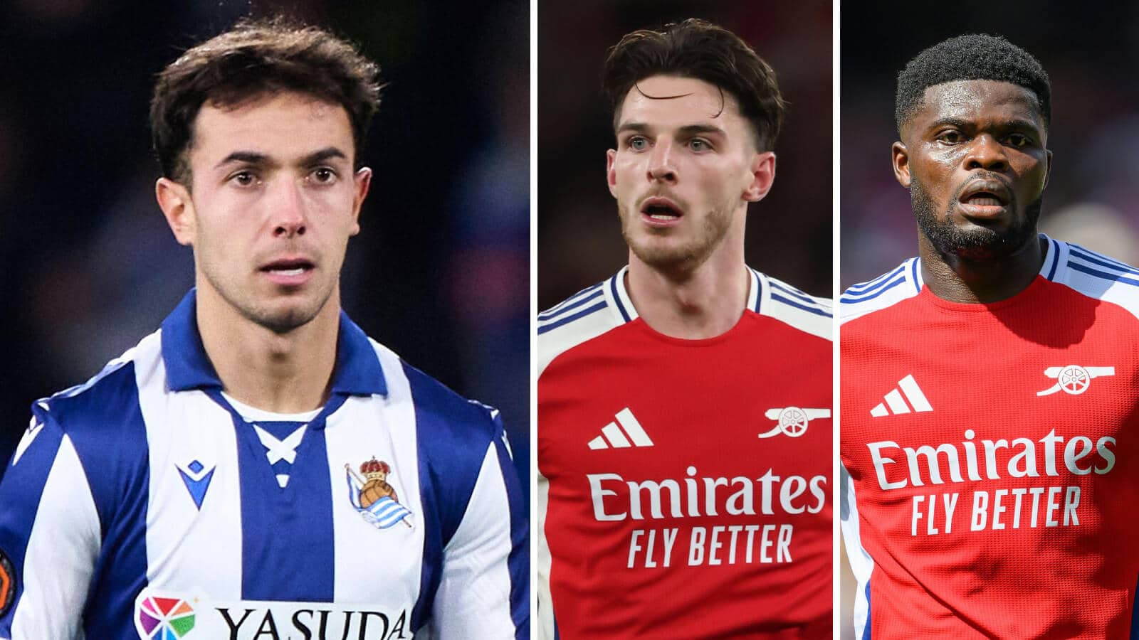 Martin Zubimendi, Declan Rice and Thomas Partey