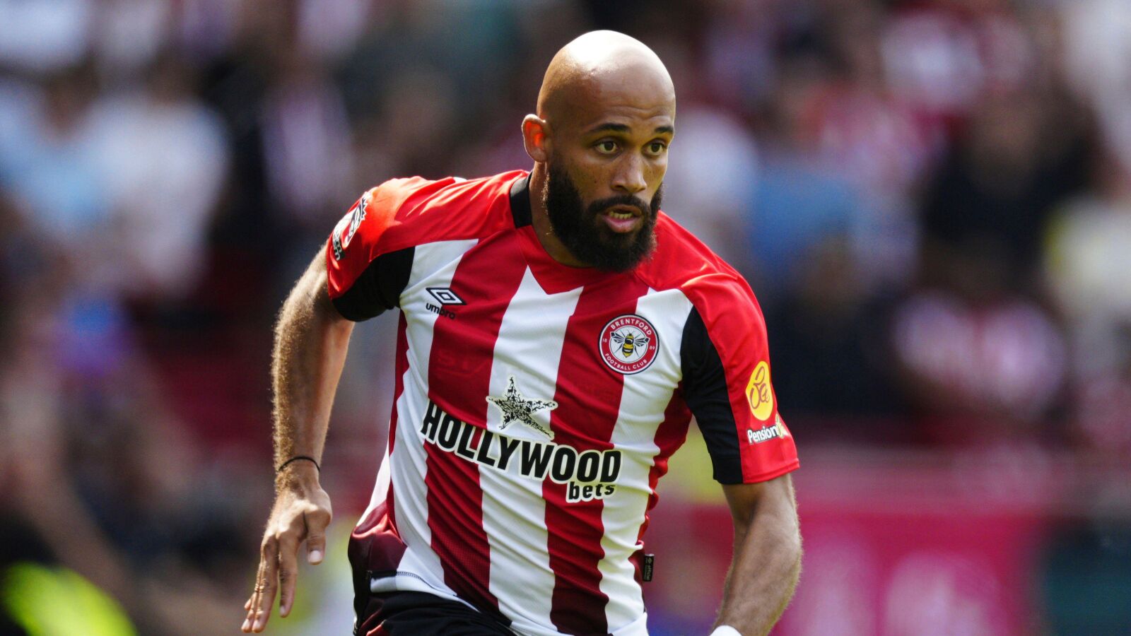Bryan Mbeumo playing for Brentford