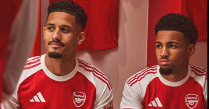 New Arsenal kit - William Saliba and Ethan Nwaneri model the Arsenal kit for the 2025-26 season