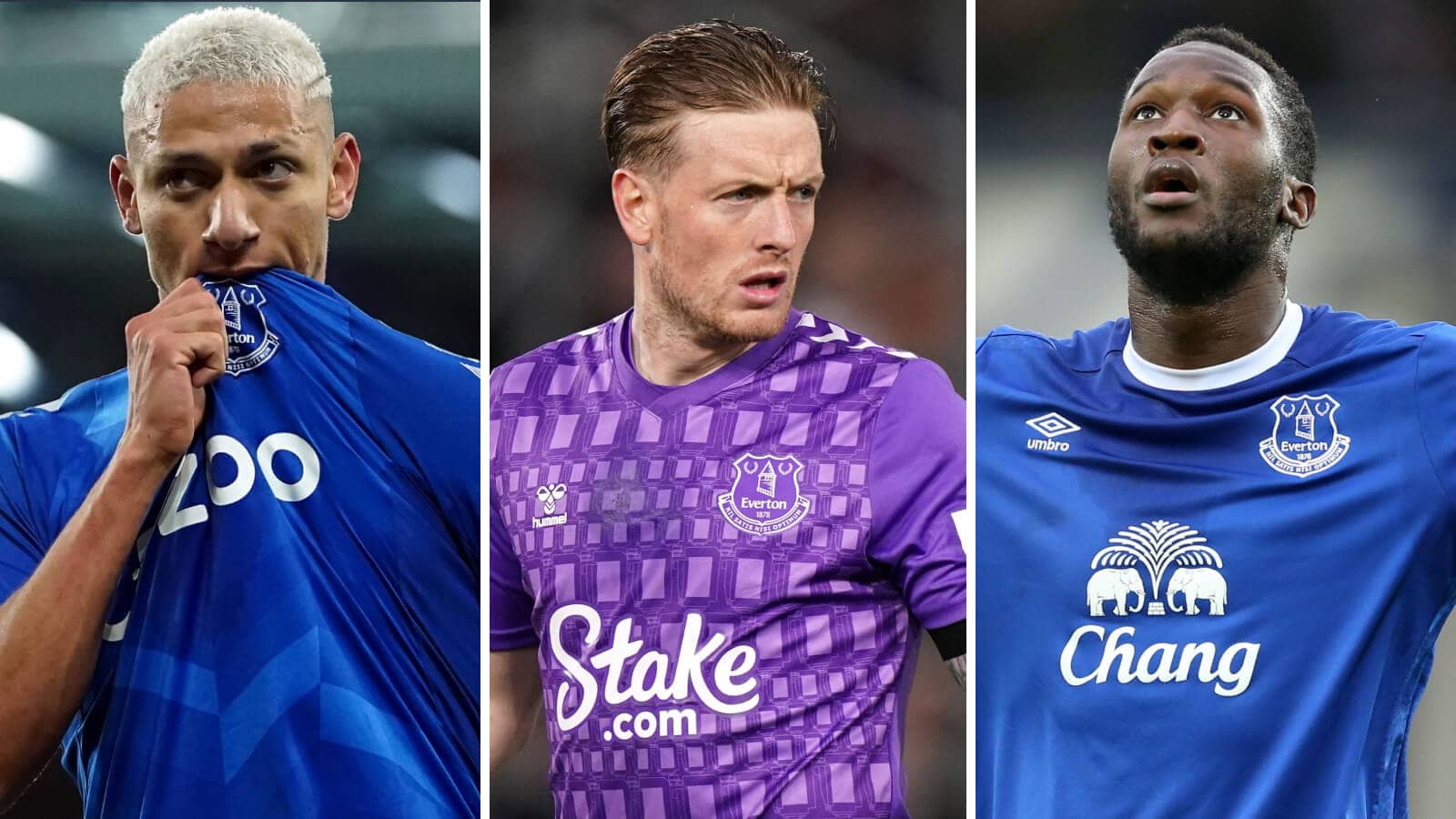 Richarlison, Jordan Pickford and Romelu Lukaku