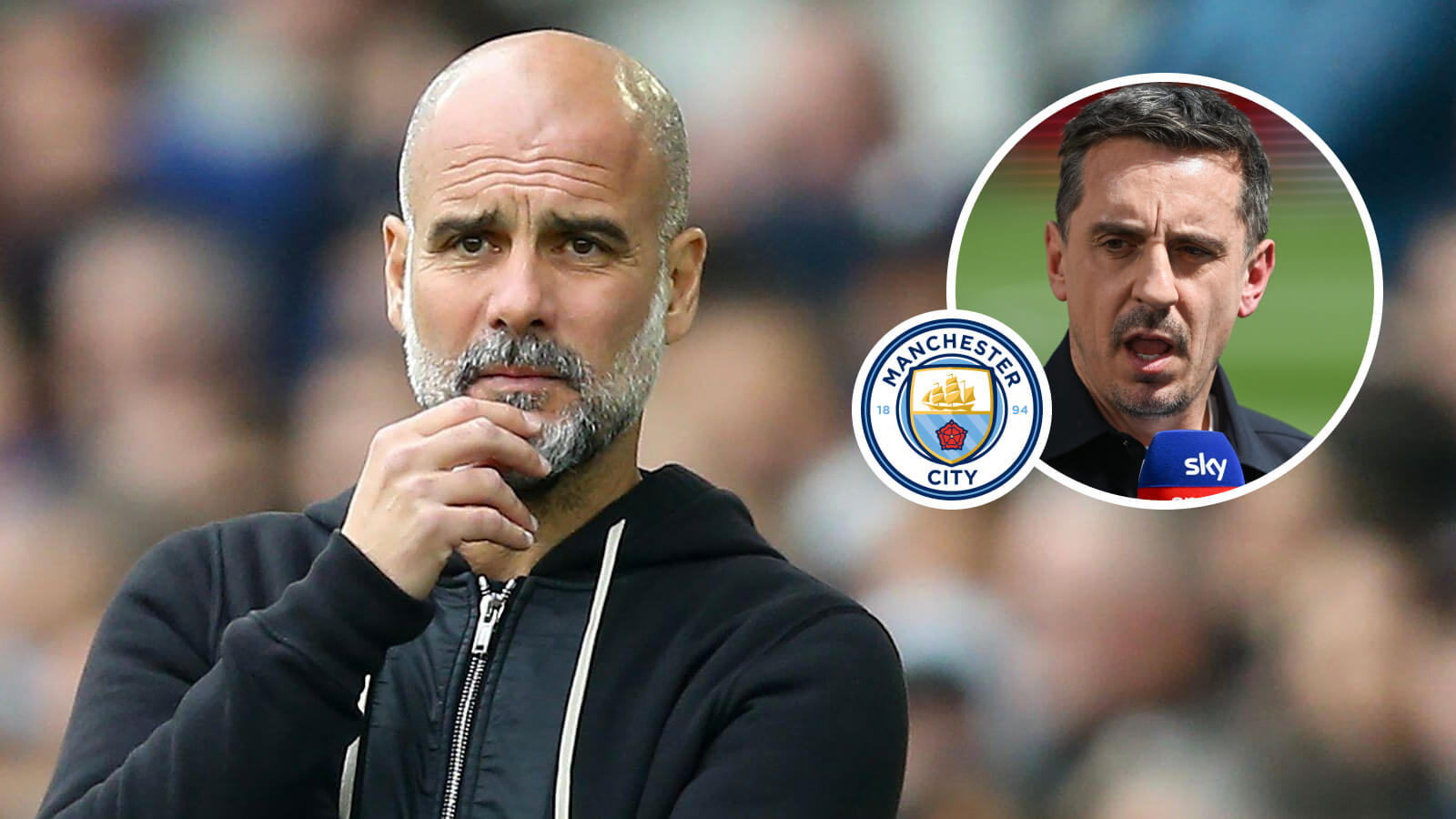 Man City boss Pep Guardiola and pundit Gary Neville