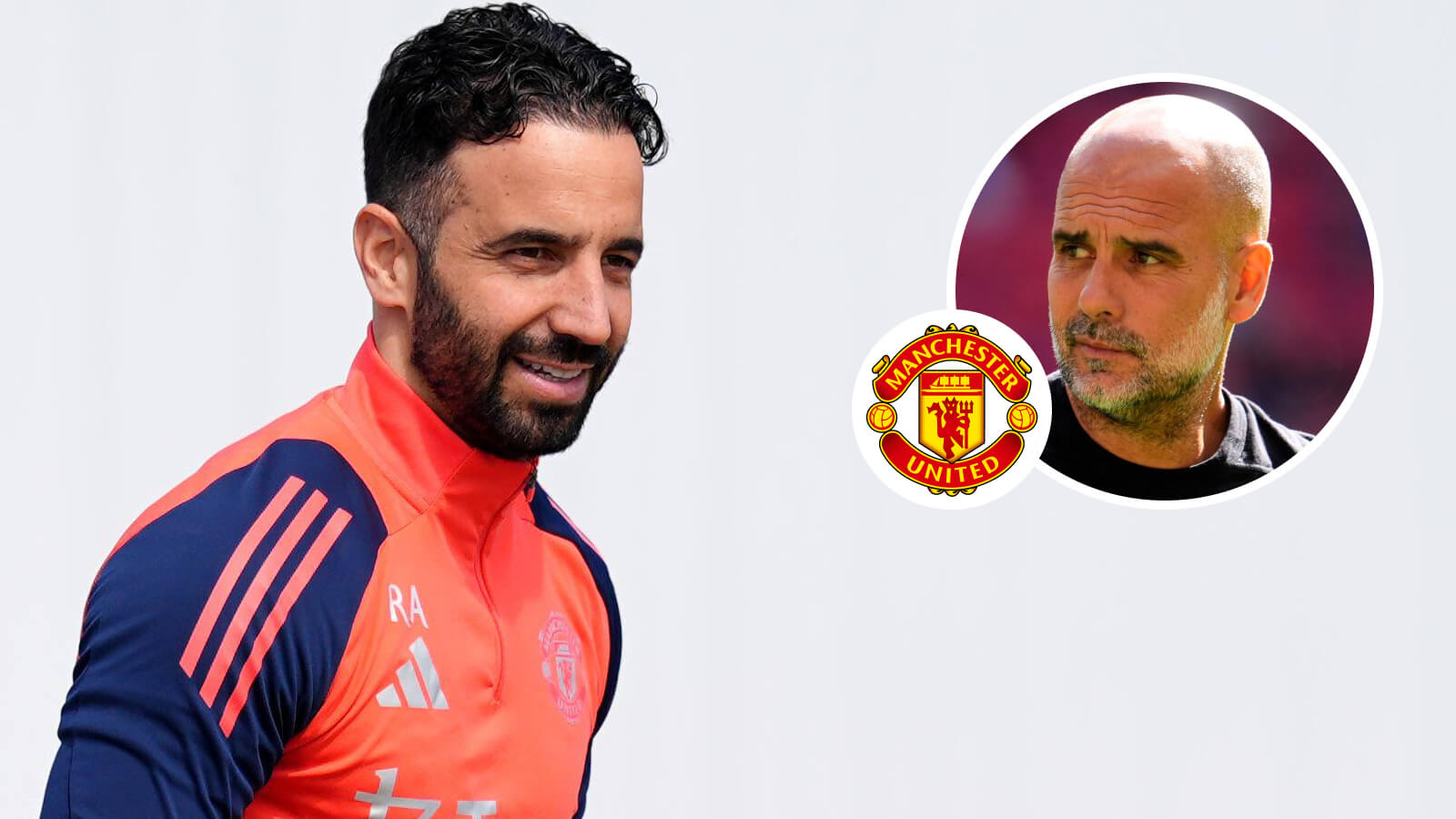 Man Utd boss Ruben Amorim and Man City manager Pep Guardiola