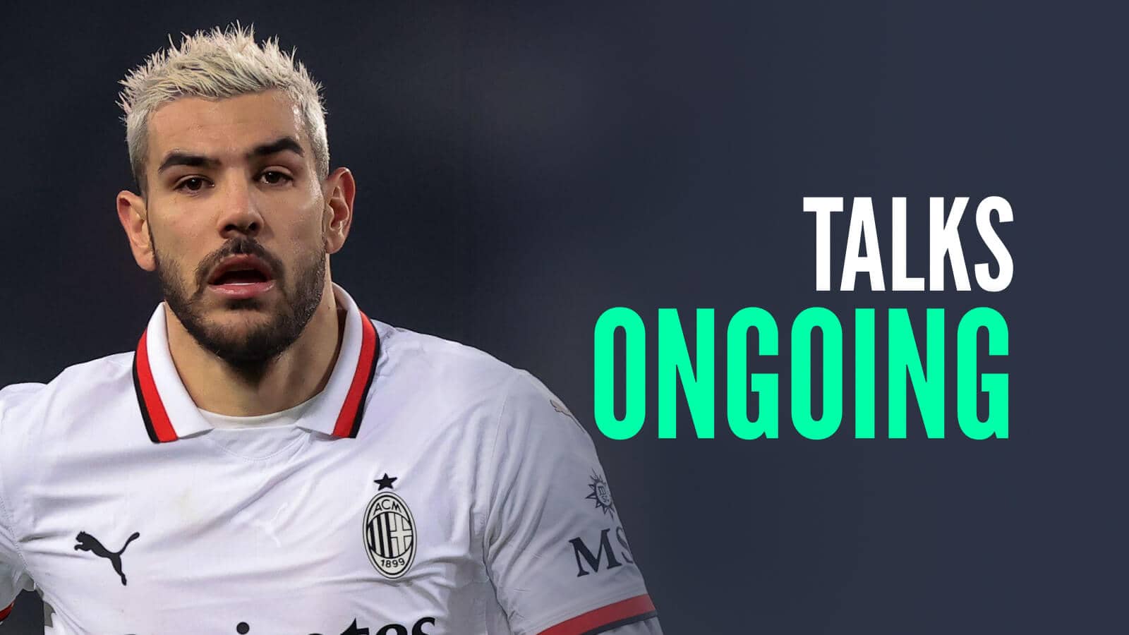 AC Milan left-back Theo Hernandez with caption: Talks ongoing