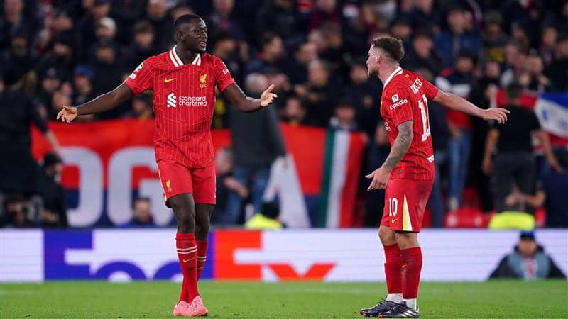 Liverpool duo Ibrahima Konate and Alexia Mac Allister - copyright TEAMtalk