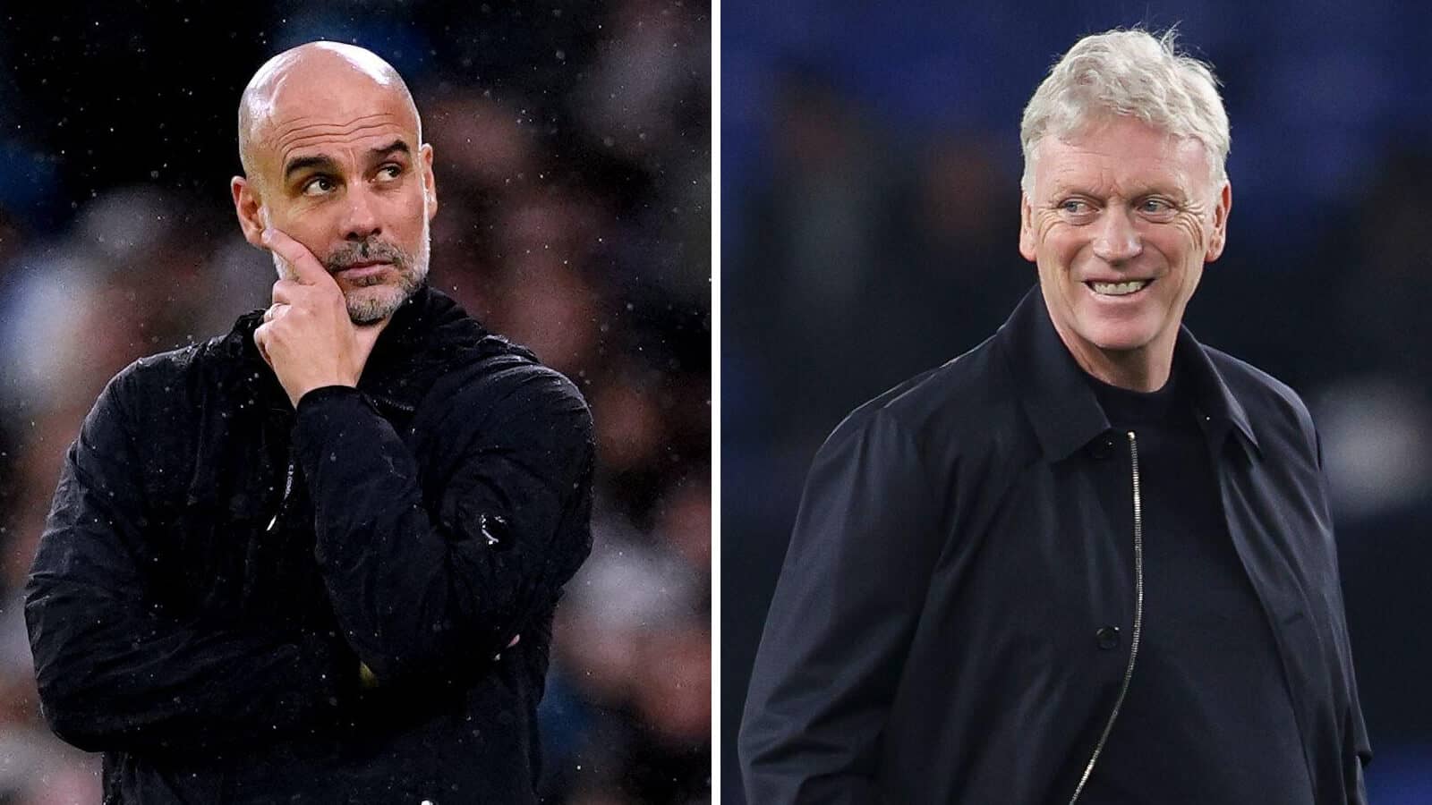 Manchester City manager Pep Guardiola and Everton boss David Moyes