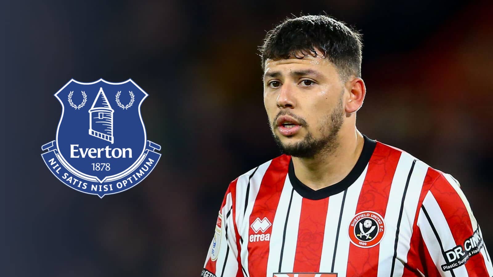 Sheffield United star Gustavo Hamer with an Everton badge