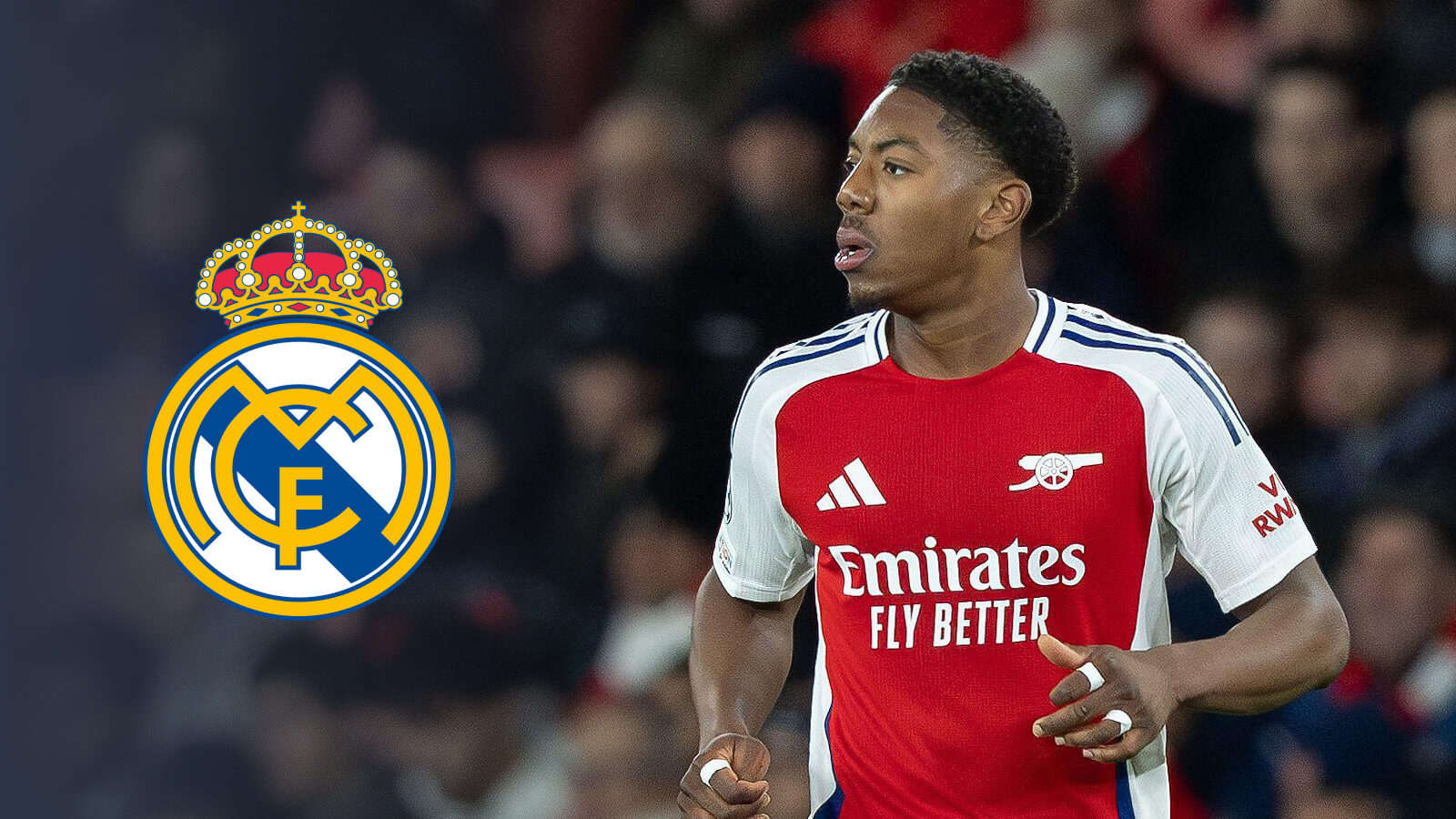 Arsenal star Myles Lewis-Skelly, Real Madrid badge