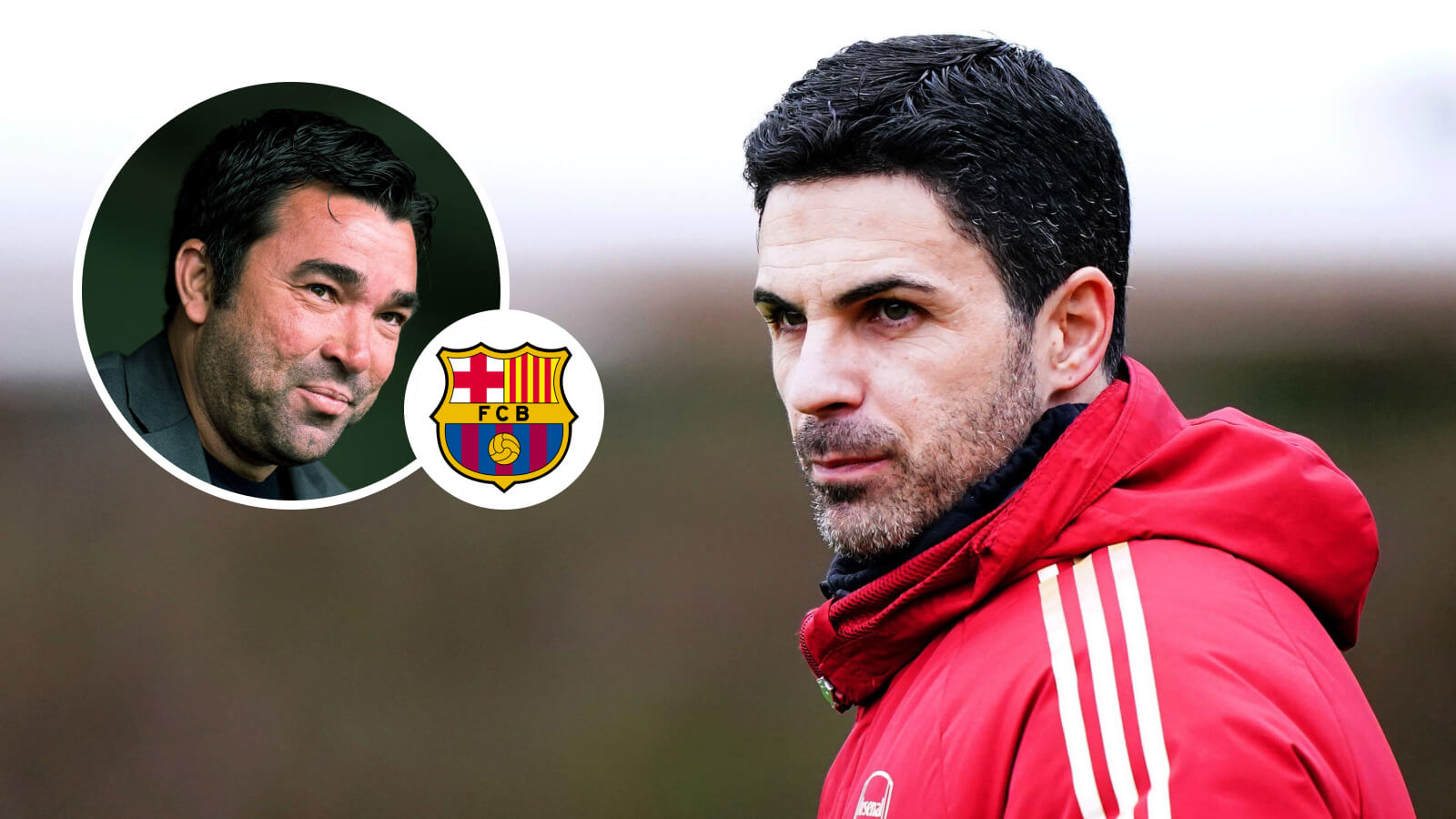 Barcelona chief Deco and Arsenal boss Mikel Arteta